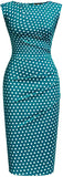 Z-Acid Blue Polka Dot Women's Retro Ruffle Style Slim Work Pencil Dress - Miusol | Women's Cocktail Dresses