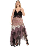 Women's Sleeveless Tea Length A-line Dress Lace Plus Size Cocktail Dress - Sara Clothes