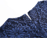 Blue Women's Elegant Floral Lace Bodycon Cocktail Lace Dress - ALLANDWELL | Women's Cocktail Dresses