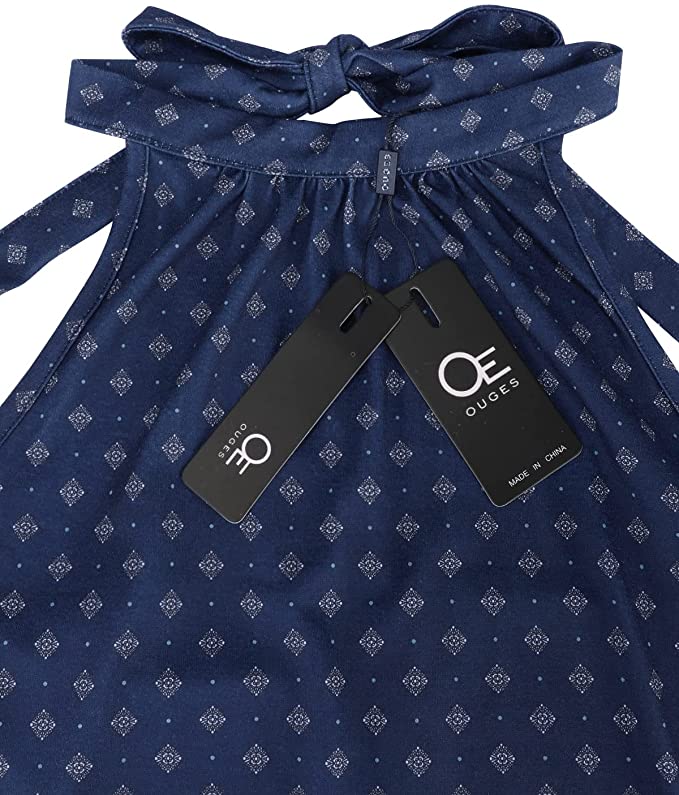 Black Floral-11 Women's Halter Neck Floral Summer Casual Sundress - OUGES | Women's Casual Dresses