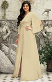 Nude Champagne Brown Womens Long Bridesmaid Cocktail Evening Short Sleeve Maxi Dress Gown - KOH KOH | Women's Cocktail Dresses