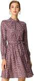 Brown Mock Neck Long Sleeve Tie Waist Flare Floral Midi Dress - Allegra K | Women's Casual Dresses