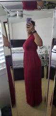 Wine Red Maxi Dress Summer Casual Long Dresses for Laydies with Pockets - GRECERELLE