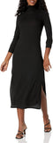 Black Women's Long Sleeve Turtleneck Ribbed Maxi Dress - Wild Meadow | Women's Casual Dresses