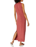 Brick Red Women's Jersey Sleeveless Mock Neck Maxi Dress - Daily Ritual | Women's Formal Dresses