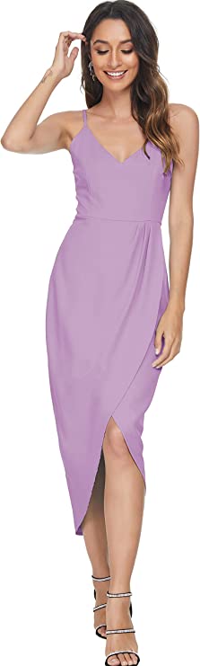 Purple Women's Sexy V Neck Backless Maxi Dress Sleeveless Spaghetti Straps Cocktail Party Dresses - CMZ2024 | Women's Cocktail Dresses