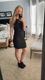 Womens Crew Neck Sleeveless Bodycon Dress Ribbed Slim Fit Ruched Stretchy Party Club Short Mini Dress