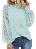 Lake Blue Lace Women’s Long Sleeve Tops Casual Loose Blouses T Shirts - MIHOLL | Women's Tops and Blouses