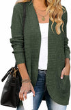 Green Women's Long Sleeve Open Front Casual Lightweight Soft Knit Cardigan Sweater Outerwear - ZESICA | Women's Cardigan