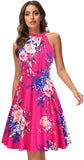 White Floral-31 Women's Halter Neck Floral Summer Casual Sundress - OUGES | Women's Casual Dresses