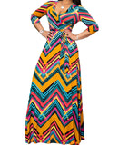 Stripe Womens Casual Floral Print Long Maxi Dress Plus Size Plain Party Outfits - JTNFairy | Women's Casual Dresses