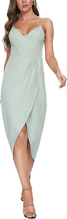 Mint Green Women's Sexy V Neck Backless Maxi Dress Sleeveless Spaghetti Straps Cocktail Party Dresses - CMZ2010 | Women's Cocktail Dresses