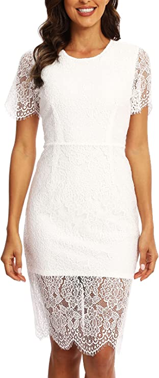 Black Women's Elegant Floral Lace Bodycon Cocktail Lace Dress - ALLANDWELL | Women's Cocktail Dresses