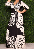 Black Floral Womens Casual Floral Print Long Maxi Dress Plus Size Plain Party Outfits - JTNFairy | Women's Casual Dresses