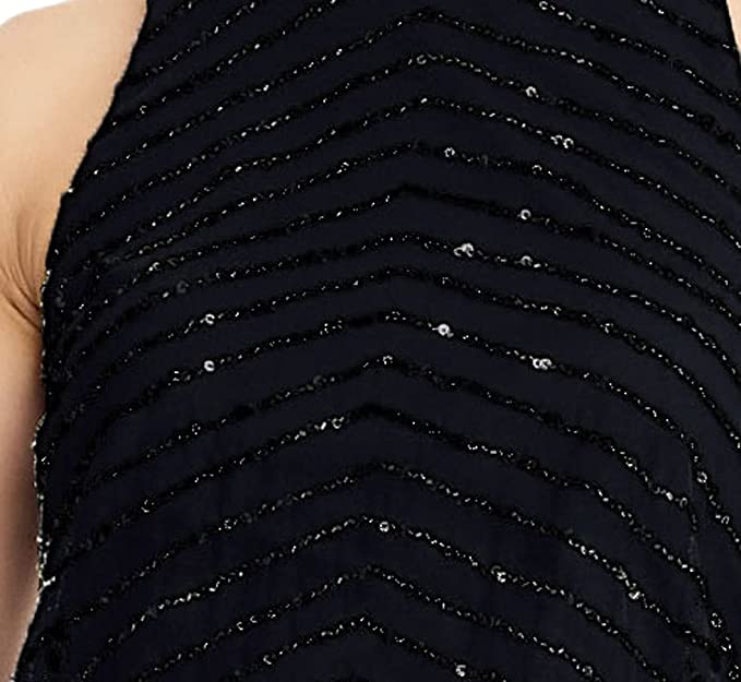 Black Women's Halter Art Deco Beaded Blouson Dress - Adrianna Papell | Women's Formal Dresses