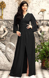 Black Womens Long Bridesmaid Cocktail Evening Short Sleeve Maxi Dress Gown - KOH KOH | Women's Cocktail Dresses