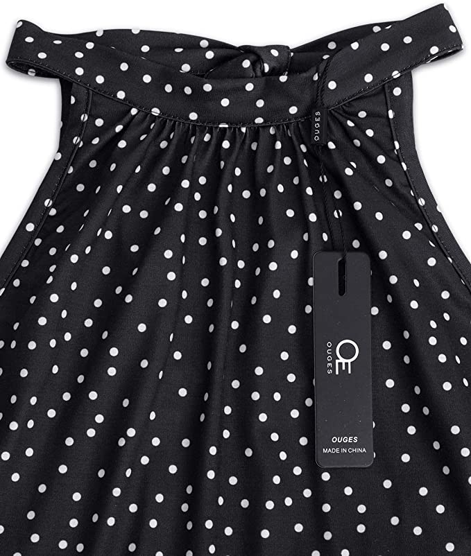 Pink Floral-39 Women's Halter Neck Floral Summer Casual Sundress - OUGES | Women's Casual Dresses