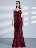 Burgundy Women Sequin Evening Prom Formal Mermaid Gowns - Ever-Pretty