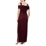Black Women's Plus Size Long Cold Shoulder Dress with Ruched Skirt - Alex Evenings | Women's Cocktail Dresses