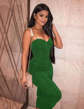 Dark Green Women's Sexy Ruched Bodycon Spaghetti Strap Backless Maxi Pencil Formal Dress - L'VOW | Women's Formal Dresses