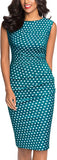 Z-Acid Blue Polka Dot Women's Retro Ruffle Style Slim Work Pencil Dress - Miusol | Women's Cocktail Dresses