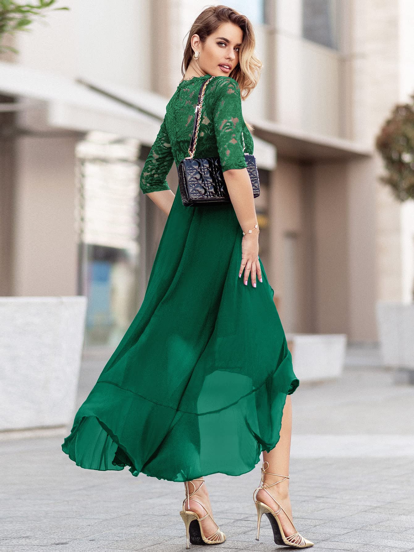 Dark green maxi on sale dress with sleeves