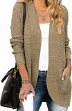 Light Khaki Women's Long Sleeve Open Front Casual Lightweight Soft Knit Cardigan Sweater Outerwear - ZESICA | Women's Cardigan