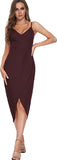 Wine Red Women's Sexy V Neck Backless Maxi Dress Sleeveless Spaghetti Straps Cocktail Party Dresses - CMZ2015 | Women's Cocktail Dresses