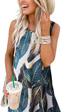 Leaf Print Women's Casual Loose Long Sleeveless Sundress with Pockets - ANRABESS | Women's Casual Dresses