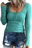 Mint Women's Long Sleeve Shirts Casual Fall Henley Top Button Down Blouses Basic Ribbed Knit T Shirts - Kissfix | Women's Tops and Blouses
