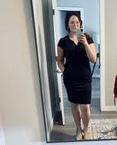 Navy Women's Business Retro Cocktail Pencil Wear to Work Office Casual Dress - CEASIKERY | Women's Work Dresses