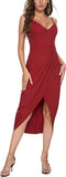 Purplish Red Women's Sexy V Neck Backless Maxi Dress Sleeveless Spaghetti Straps Cocktail Party Dresses - CMZ2012 | Women's Cocktail Dresses