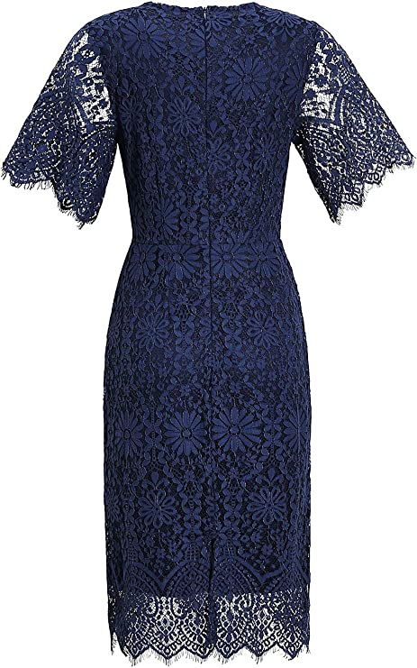 Plum Women's Elegant Floral Lace Bodycon Cocktail Lace Dress - ALLANDWELL | Women's Cocktail Dresses