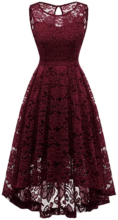 Burgundy Women Lace Classic Dress - Gardenwed | Women's Formal Dresses
