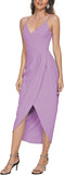 Purple Women's Sexy V Neck Backless Maxi Dress Sleeveless Spaghetti Straps Cocktail Party Dresses - CMZ2024 | Women's Cocktail Dresses