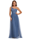 Women's Maxi Lace Backless One Shoulder Tulle Bridesmaid Dresses  - Sara Clothes