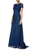 Cabernet Women's Short-Sleeve All Over Sequin Gown - Adrianna Papell | Women's Formal Dresses