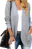Grey Women's Long Sleeve Open Front Casual Lightweight Soft Knit Cardigan Sweater Outerwear - ZESICA | Women's Cardigan