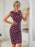 Z-Burgundy Heart Shaped Women's Retro Ruffle Style Slim Work Pencil Dress - Miusol | Women's Cocktail Dresses