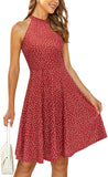 Blue Floral-38 Women's Halter Neck Floral Summer Casual Sundress - OUGES | Women's Casual Dresses