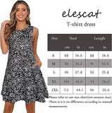 Floral Summer Dresses for Women Beach Floral Tshirt Sundress Sleeveless Pockets Casual Loose Tank Dress - elescat | Women's Casual Dresses