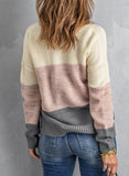 Gray Energy Good Womens Color Block Sweaters Long Sleeve Crewneck Pullover Knit Jumper Tops - Dokotoo | Women's Sweaters