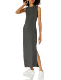 Charcoal Heather Women's Jersey Sleeveless Mock Neck Maxi Dress - Daily Ritual | Women's Formal Dresses