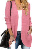 Dark Pink Women's Long Sleeve Open Front Casual Lightweight Soft Knit Cardigan Sweater Outerwear - ZESICA | Women's Cardigan