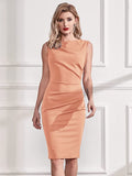 Light Orange Women's Retro Ruffle Style Slim Work Pencil Dress - Miusol | Women's Cocktail Dresses