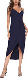 Navy Blue Women's Sexy V Neck Backless Maxi Dress Sleeveless Spaghetti Straps Cocktail Party Dresses - CMZ2023 | Women's Cocktail Dresses