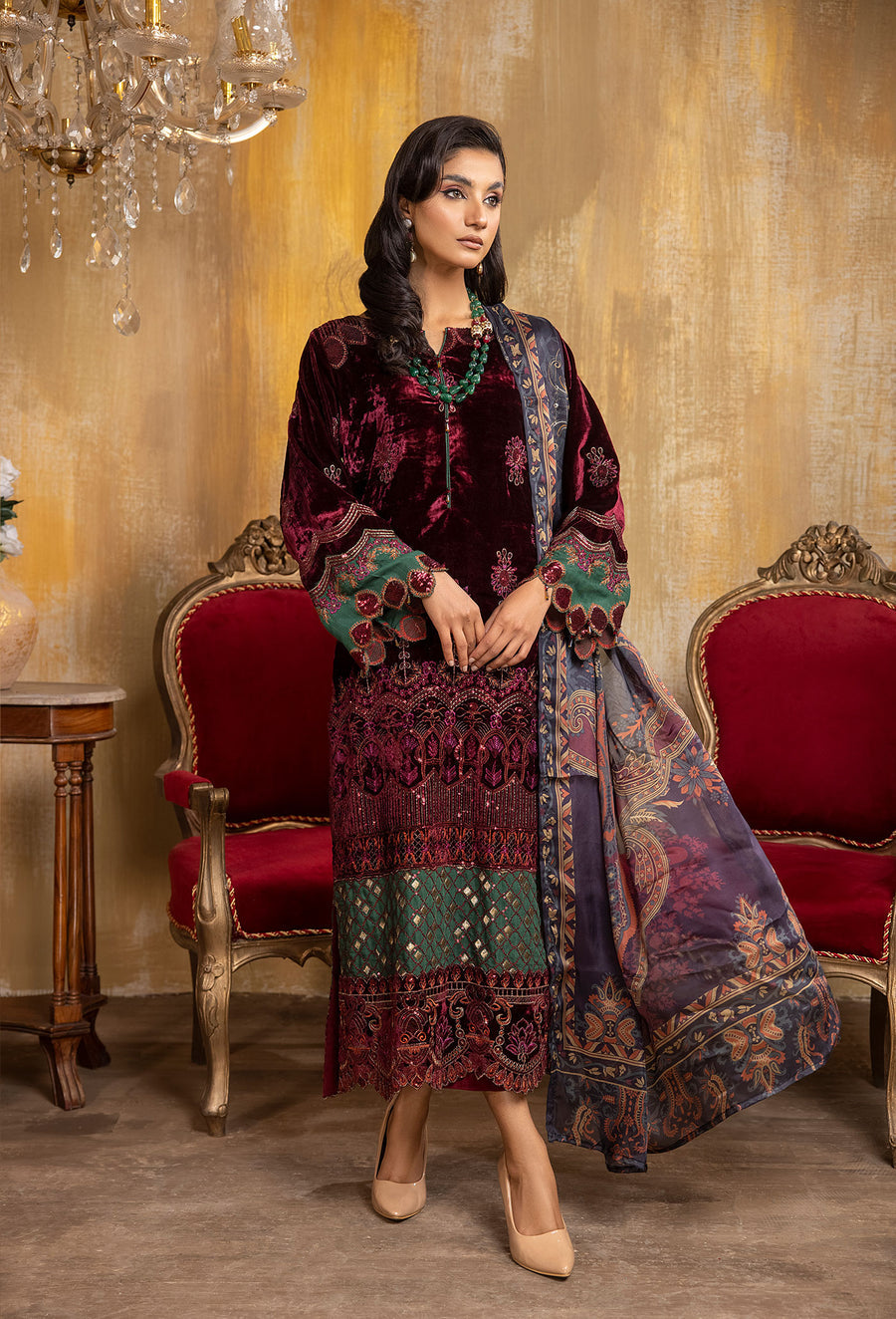 Adan Libas Design # 5458 Velvet Formal Collection 2 Online Shopping