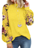 Floral Yellow Women’s Long Sleeve Tops Lace Casual Loose Blouses T Shirts - MIHOLL | Women's Tops and Blouses