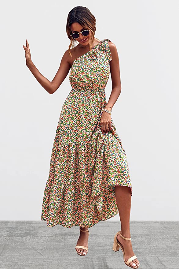 Blue Pink Women's Summer Floral Maxi Dresses - Prettygarden | Women's Formal Dresses