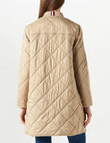 Beige Ladies Quilted Long Bomber Coat Jacket - Thi | Women's Coat & Jacket